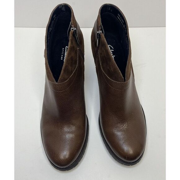 Clarks NWOB Mission Parker Bootie Brown Leather Suede Women’s Size 9.5M - Picture 3 of 12